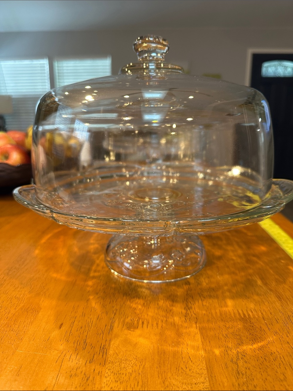 Vintage Anchor Hocking Clear Glass Cake Stand with Dome Cover - Elegant Serving.